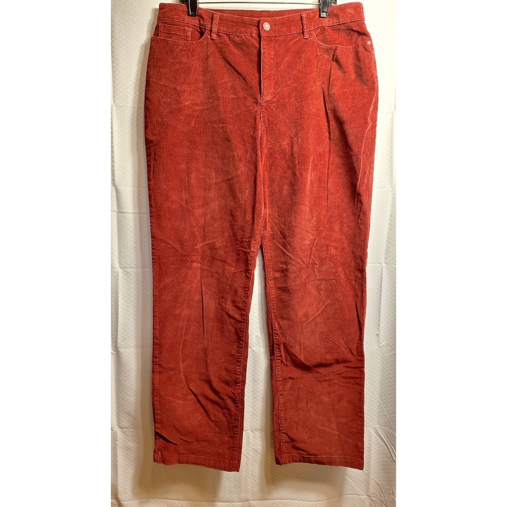 CROFT & BARROW Velvet Pant Sz 16 Red Stretch Holiday Party Christmas Straight